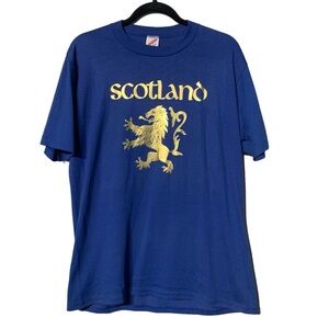 VINTAGE | Jerzees Single Stitch Gold Foil Scotland‎ Tee - Sz Large